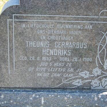 HENDRIKS Theunis Gerhardus 1893-1980