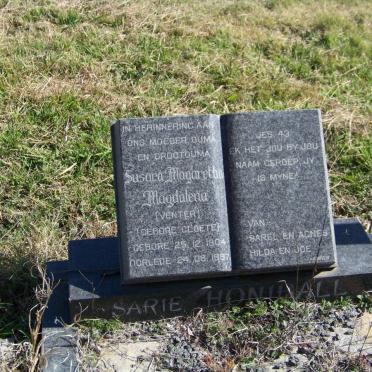 HONIBALL Susara Magaretha Magdalena voorheen VENTER nee CLOETE 1904-1987