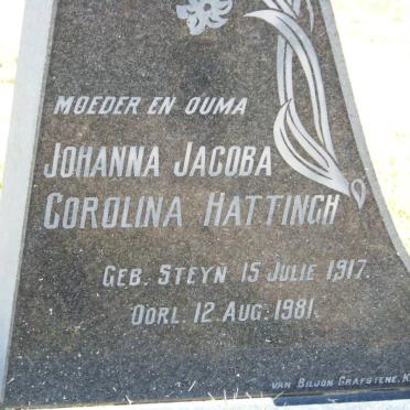 HATTINGH Izak 1908- &amp; Johanna Jacoba Corolina STEYN 1917-1981