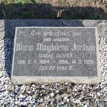JORDAAN Maria Magdalena nee OLIVIER 1884-1959