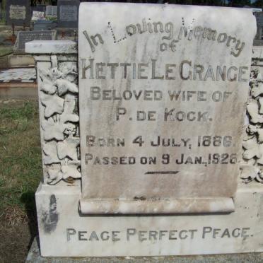 KOCK Hettie, de nee LE GRANGE 1886-1928