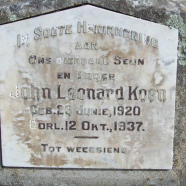KOEN John Leonard 1920-1937