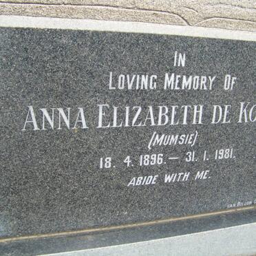 KOCK Anna Elizabeth, de 1896-1981