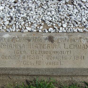LEHMAN Johanna Katerina nee BEZUIDENHOUT 1894-1941