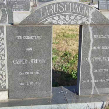 LABUSCHAGNE Casper Jeremia 1891-1978 &amp; Marthina Fredrika GEYSER 1888-1963