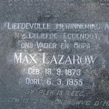 LAZAROW Max 1873-1955