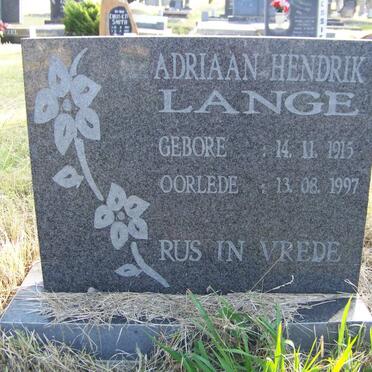 LANGE Adriaan Hendrik 1915-1997