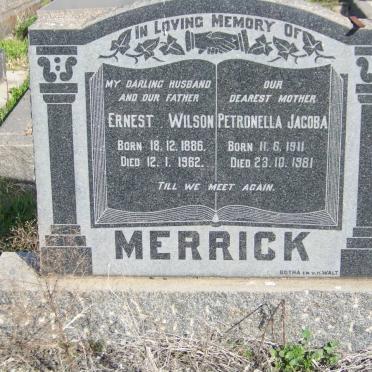 MERRICK Ernest Wilson 1886-1962 &amp; Petronella Jacoba 1911-1981