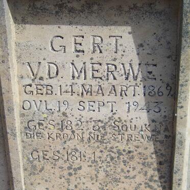 MERWE Gert, v.d. 1869-1943