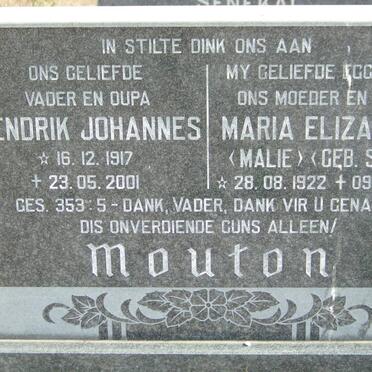 MOUTON Hendrik Johannes 1917-2001 &amp; Maria Elizabeth STEYN 1922-1998
