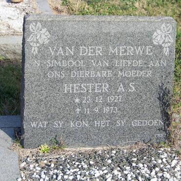 MERWE Hester A.S., van der 1927-1973