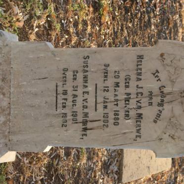 MERWE Helena J.C., v.d. nee MEIJER 1880-1902 :: V.D. MERWE Susanna E. 1901-1902