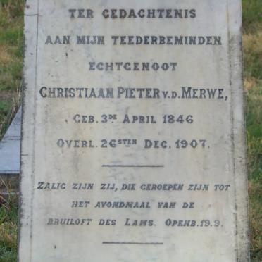 MERWE Christiaan Pieter, v.d. 1846-1907