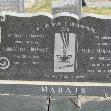 MARAIS Christoffel Johannes 1905-1970 &amp; Maria Margaretha COETZER 1896-1980