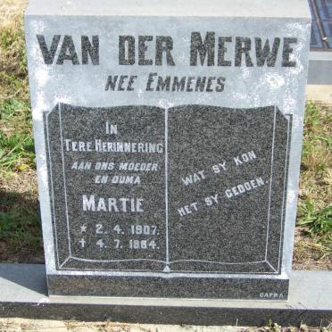 MERWE Martie, van der nee EMMENES 1907-1984
