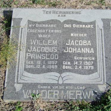 MERWE Willem Jacobus Prinsloo, van der 1897-1969 &amp; Jacoba Johanna SERFONTEIN 1907-1979