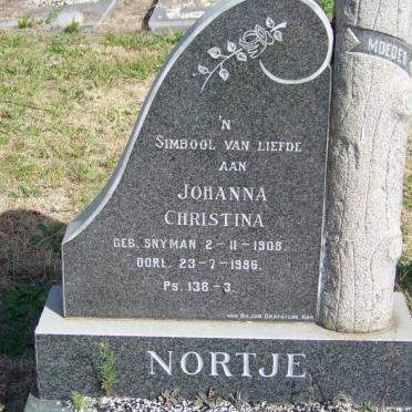 NORTJE Johanna Christina nee SNYMAN 1908-1986