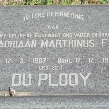 PLOOY Adriaan Marthinus F., du 1887-1965