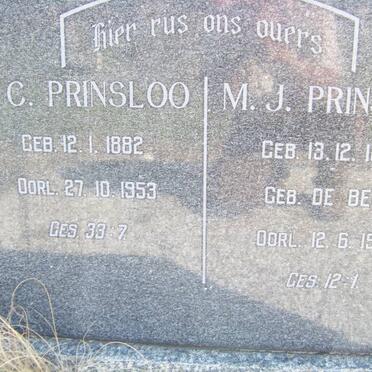 PRINSLOO B.C. 1882-1953 &amp; M.J. DE BEER 1879-1960
