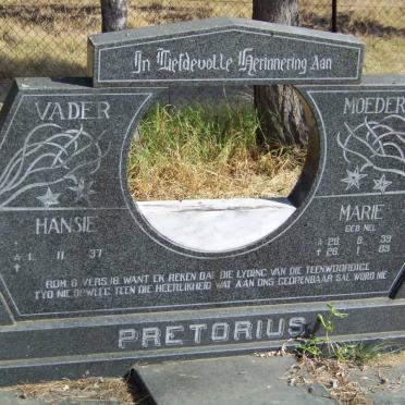 PRETORIUS Hansie 1937- &amp; Marie NEL 1939-1989