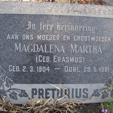 PRETORIUS Willem Francois 1897-1954 &amp; Magdalena Martha ERASMUS 1904-1981