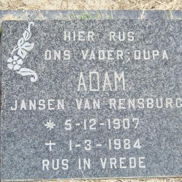 RENSBURG Adam, Jansen van 1907-1984