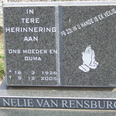 RENSBURG Nelie, van 1926-2005