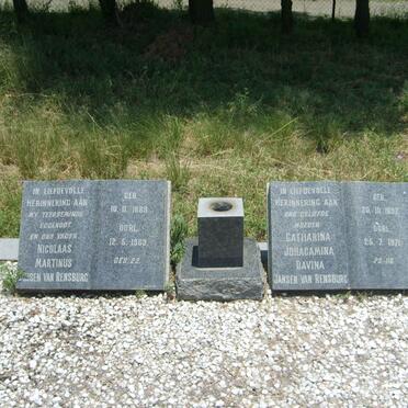 RENSBURG Nicolaas Martinus, Jansen van 1889-1969 &amp; Catharina Johagamina Davina 1892-1971