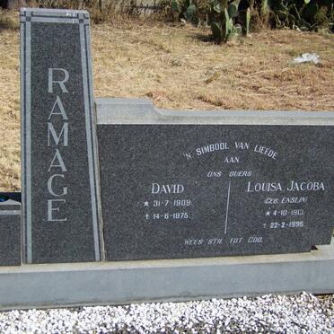 RAMAGE David 1909-1975 &amp; Louisa Jacoba ENSLIN 1913-1995