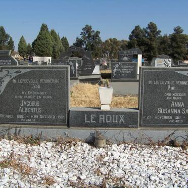 ROUX Jacobus Albertus, le 1899-1985 &amp; Anna Susanna Sara 1911-2004