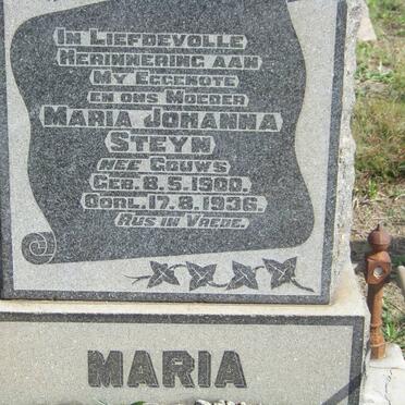 STEYN Maria Johanna nee GOUWS 1900-1936