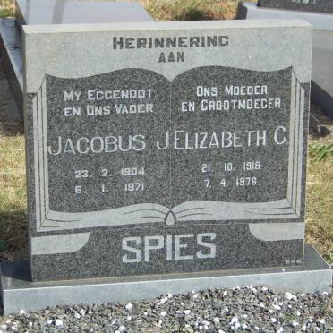 SPIES Jacobus J. 1904-1971 &amp; Elizabeth C. 1918-1976