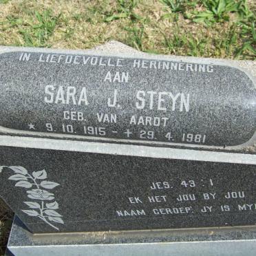 STEYN Sara J. nee VAN AARDT 1915-1981