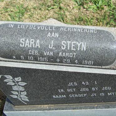 STEYN Sara J. nee VAN AARDT 1915-1981