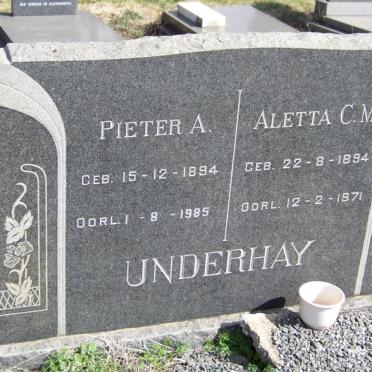UNDERHAY Pieter A. 1894-1985 &amp; Aletta C.M. 1894-1971