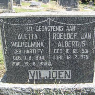 VILJOEN Roeloef Jan Albertus 1901-1975 &amp; Aletta Wilhelmina HARTLEY 1894-1959