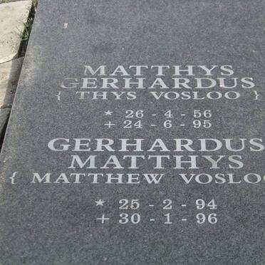 VOSLOO Matthys Gerhardus 1956-1995 :: VOSLOO Gerhardus Matthys 1994-1996
