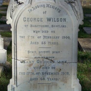 WILSON George -1900 &amp; Mary CRUICKSHANK -1918