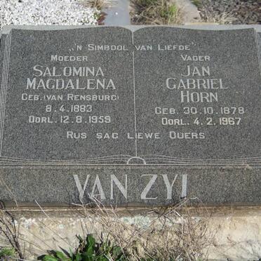 ZYL Jan Gabriel Horn, van 1878-1967 &amp; Salomina Magdalena VAN RENSBURG 1883-1959