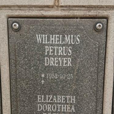 DREYER Wilhelmus Petrus 1952- &amp; Elizabeth Drothea KRUGER 1952-2016