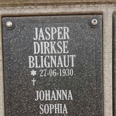 BLIGNAUT Jasper Dirkse 1930- &amp; Johanna Sophia formerly SLABBERT nee MOUTON 1942-