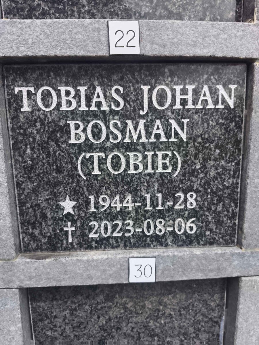 BOSMAN Tobias Johan 1944-2023
