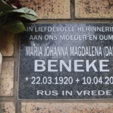 BENEKE Maria Johanna Magdalena 1920-2009