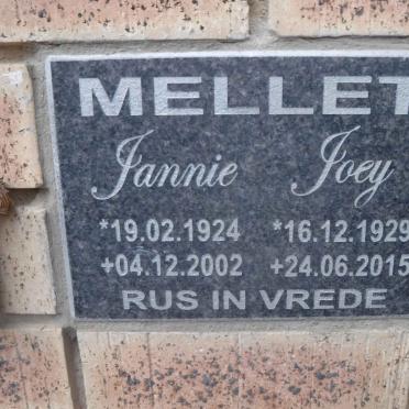 MELLET Jannie 1924-2002 &amp; Joey 1929-2015