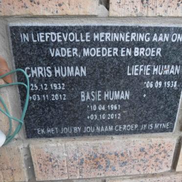HUMAN Chris 1932-2012 &amp; Liefie 1938- :: HUMAN Basie 1961-2012