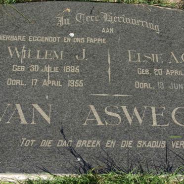 ASWEGEN Willem J., van 1895-1955 &amp; Elsie A.C.P. 1898-1969