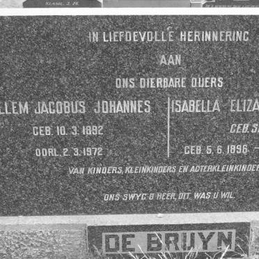 BRUYN Willem Jacobus Johannes, de 1892-1972 &amp; Isabella Elizabeth Margaretha SEVENSTER 1896-1962