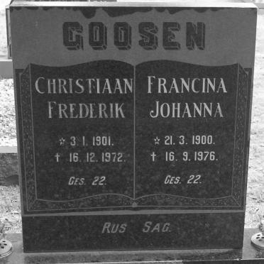 GOOSEN Christiaan Frederik 1901-1972 &amp; Francina Johanna 1900-1976