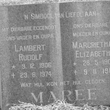 MAREE Lambert Rudolf 1906-1974 &amp; Margrietha Elizabeth 1908-1986