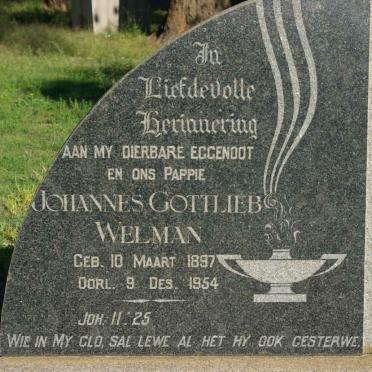 WELMAN Johannes Gottlieb 1897-1954